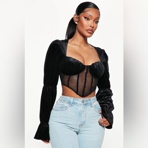 Milkmaid shirt Velvet sheer Corset Black​​​​​​​​​​​​​ whimsygoth romantic witchy